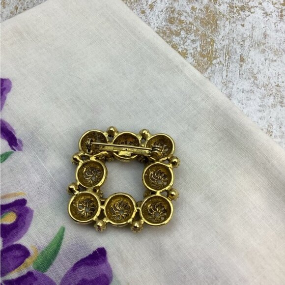 Vintage Stylish early 1950 Gold and Turquoise Brooch - Picture 6 of 6